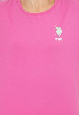 Kadın Pembe Bisiklet Yaka Tişört - 50246219024