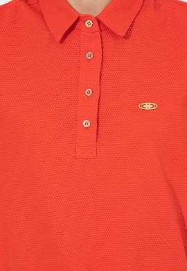 Kadın Kırmızı Polo Yaka Crop Tişört - 50249063039