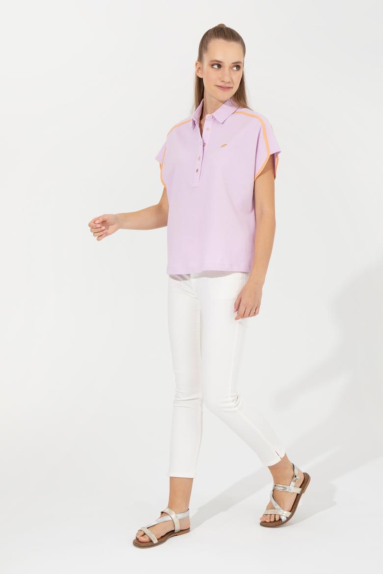 Kadın Manolya Polo Yaka Tişört - 50248981008
