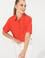 Kadın Kırmızı Polo Yaka Crop Tişört