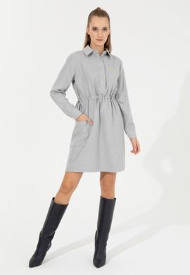 Kadın Gri Melanj Dokuma Elbise - 50253659013