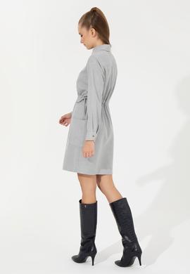 Kadın Gri Melanj Dokuma Elbise - 50253659013