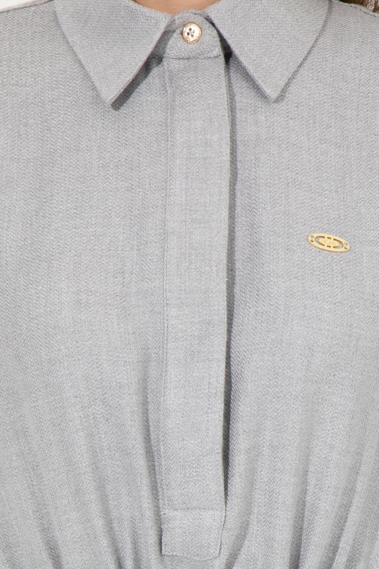 Kadın Gri Melanj Dokuma Elbise - 50253659013