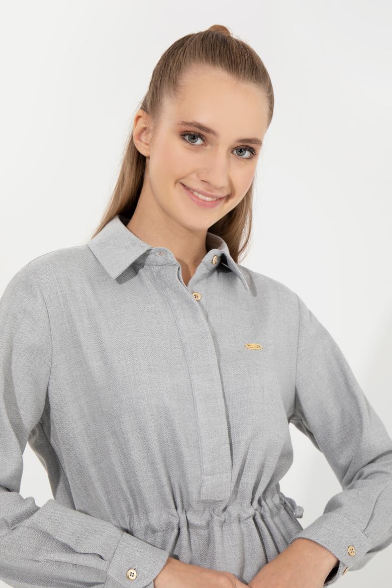 Kadın Gri Melanj Dokuma Elbise - 50253659013