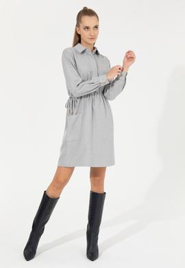 Kadın Gri Melanj Dokuma Elbise - 50253659013