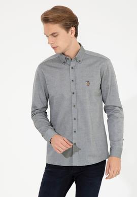 Erkek Koyu Yeşil Uzun Kollu Basic Gömlek - 50256733099