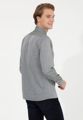 Erkek Koyu Yeşil Uzun Kollu Basic Gömlek - 50256733099