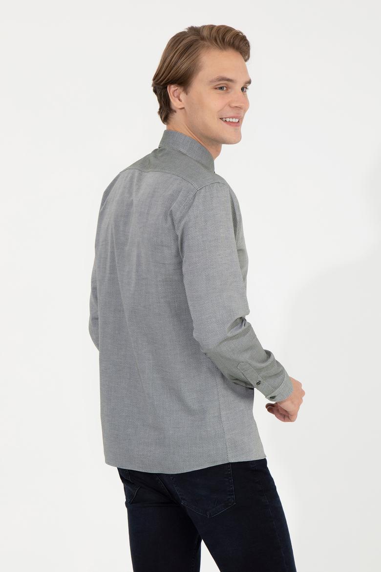 Erkek Koyu Yeşil Uzun Kollu Basic Gömlek - 50256733099