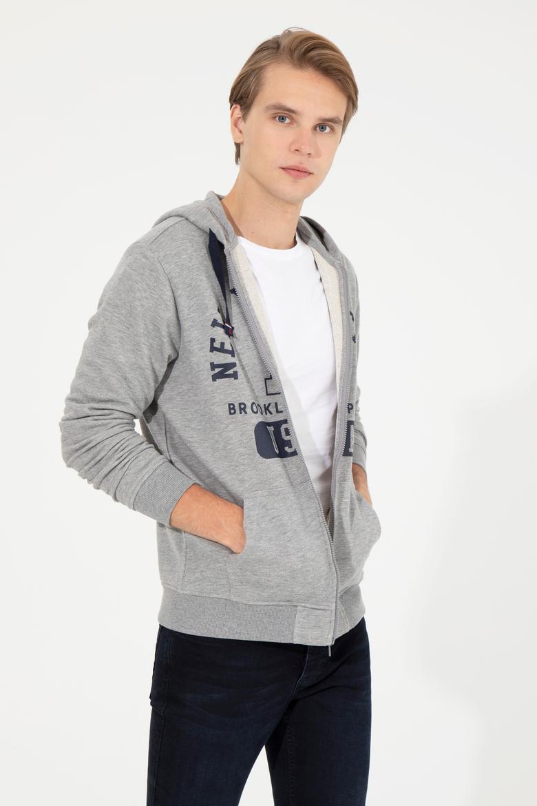 Erkek Gri Melanj Örme Hırka