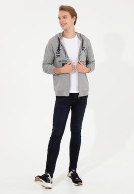 Erkek Gri Melanj Örme Hırka - 50253002016