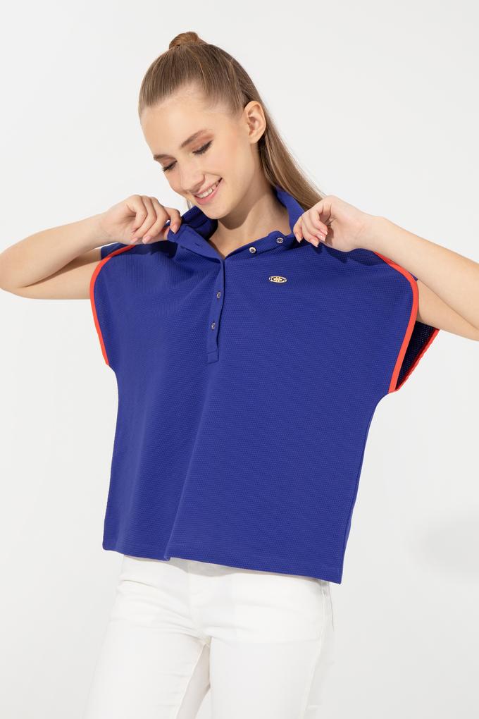 Kadın Mavi Polo Yaka Tişört