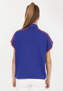 Kadın Mavi Polo Yaka Tişört - 50248981012