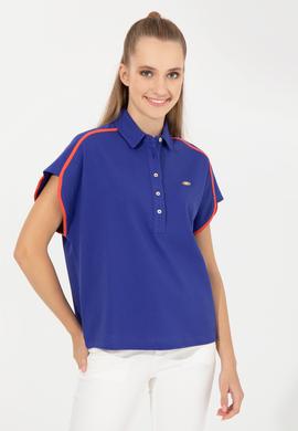 Kadın Mavi Polo Yaka Tişört - 50248981012