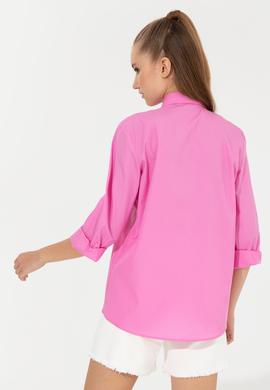 Kadın Pembe Uzun Kollu Basic Gömlek - 50254692017