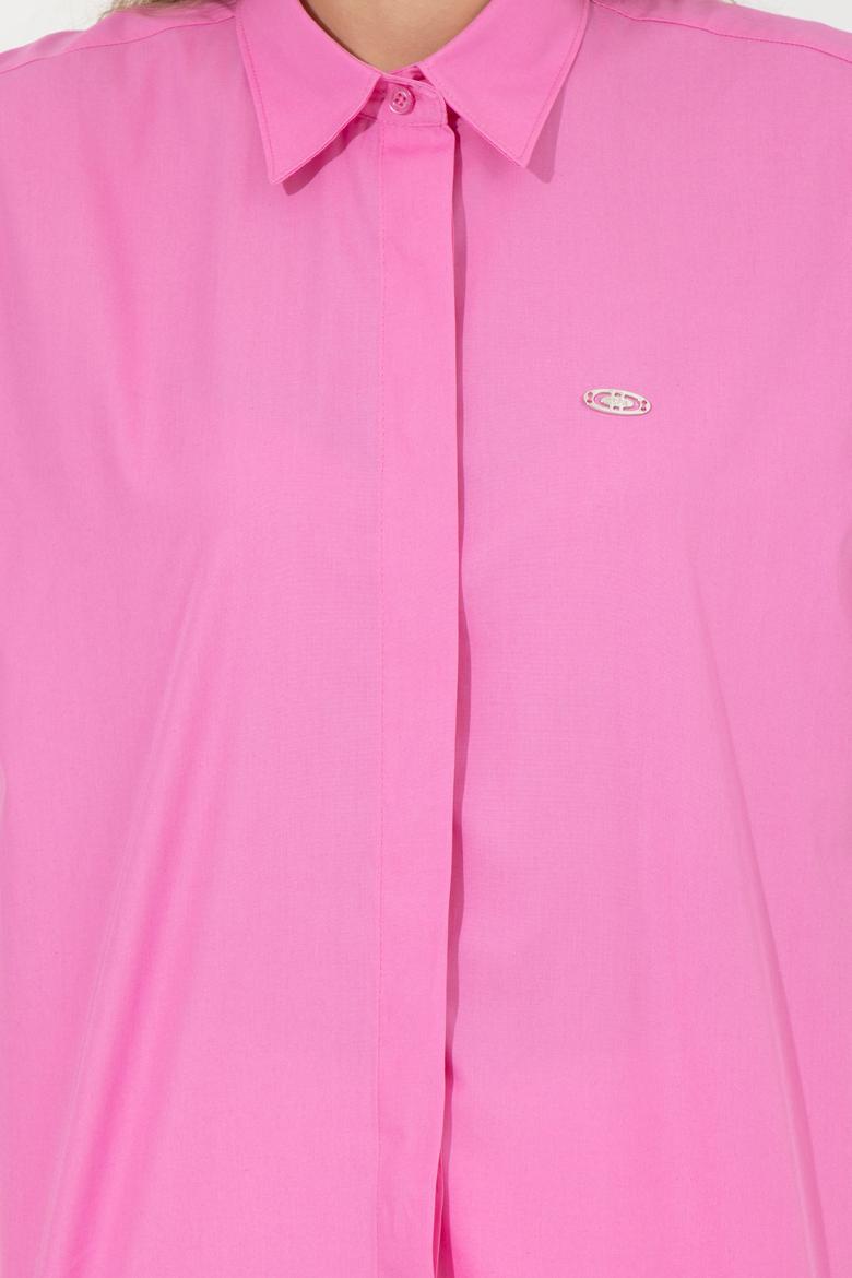 Kadın Pembe Uzun Kollu Basic Gömlek - 50254692017