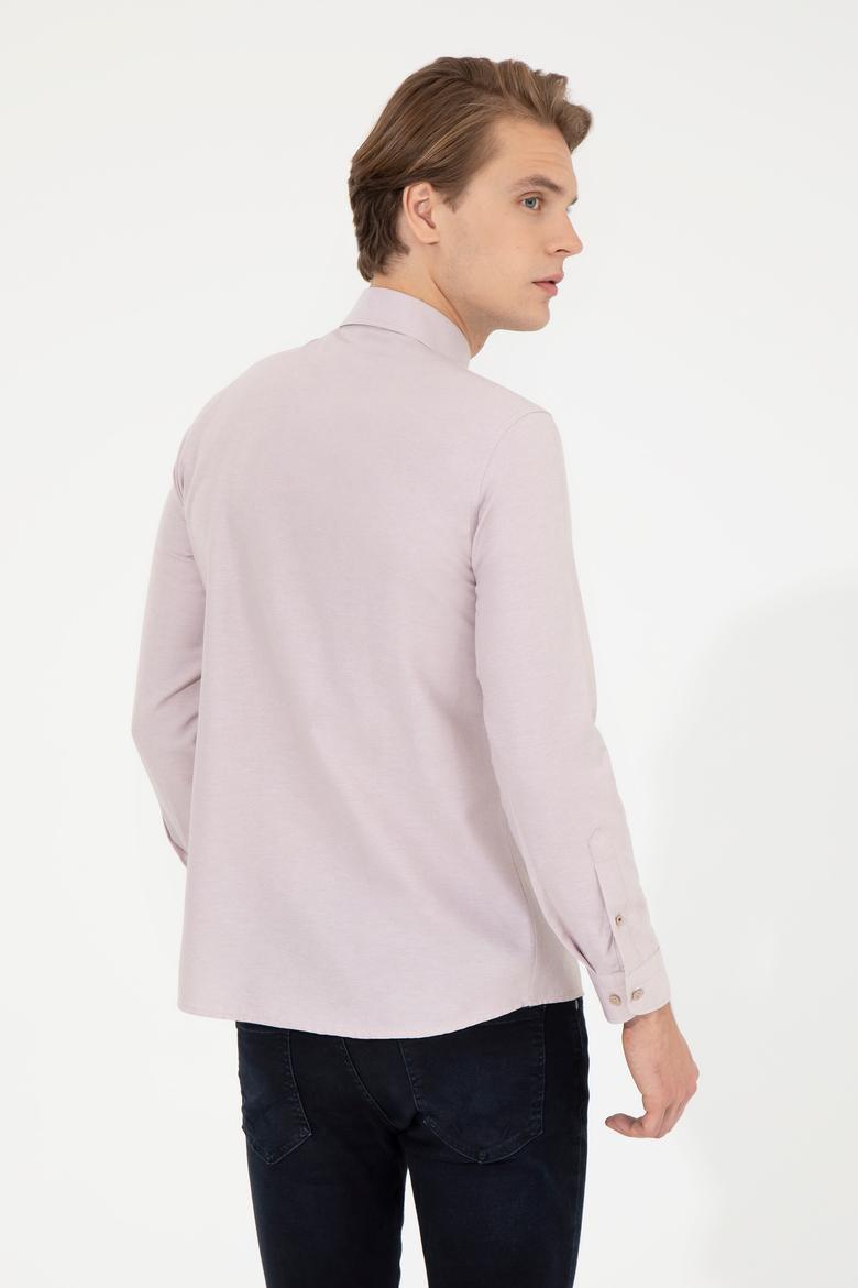 Erkek Vizon Uzun Kollu Basic Gömlek - 50253873079