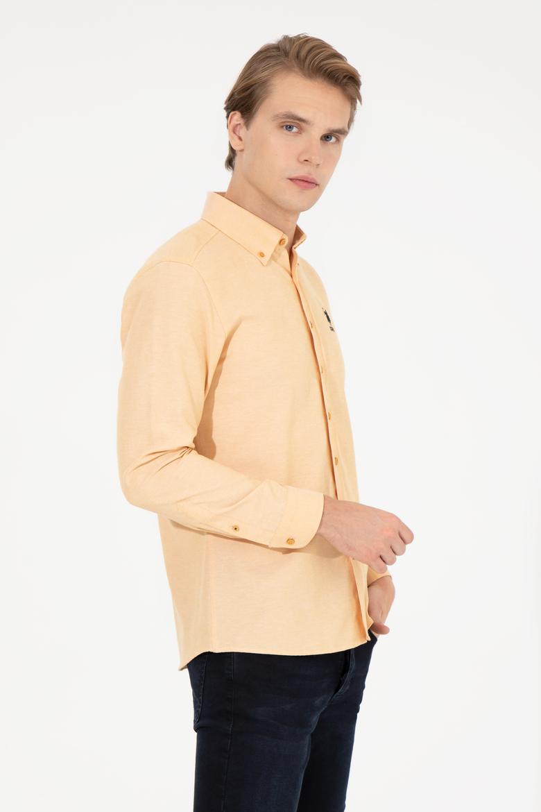 Erkek Safran Uzun Kollu Basic Gömlek