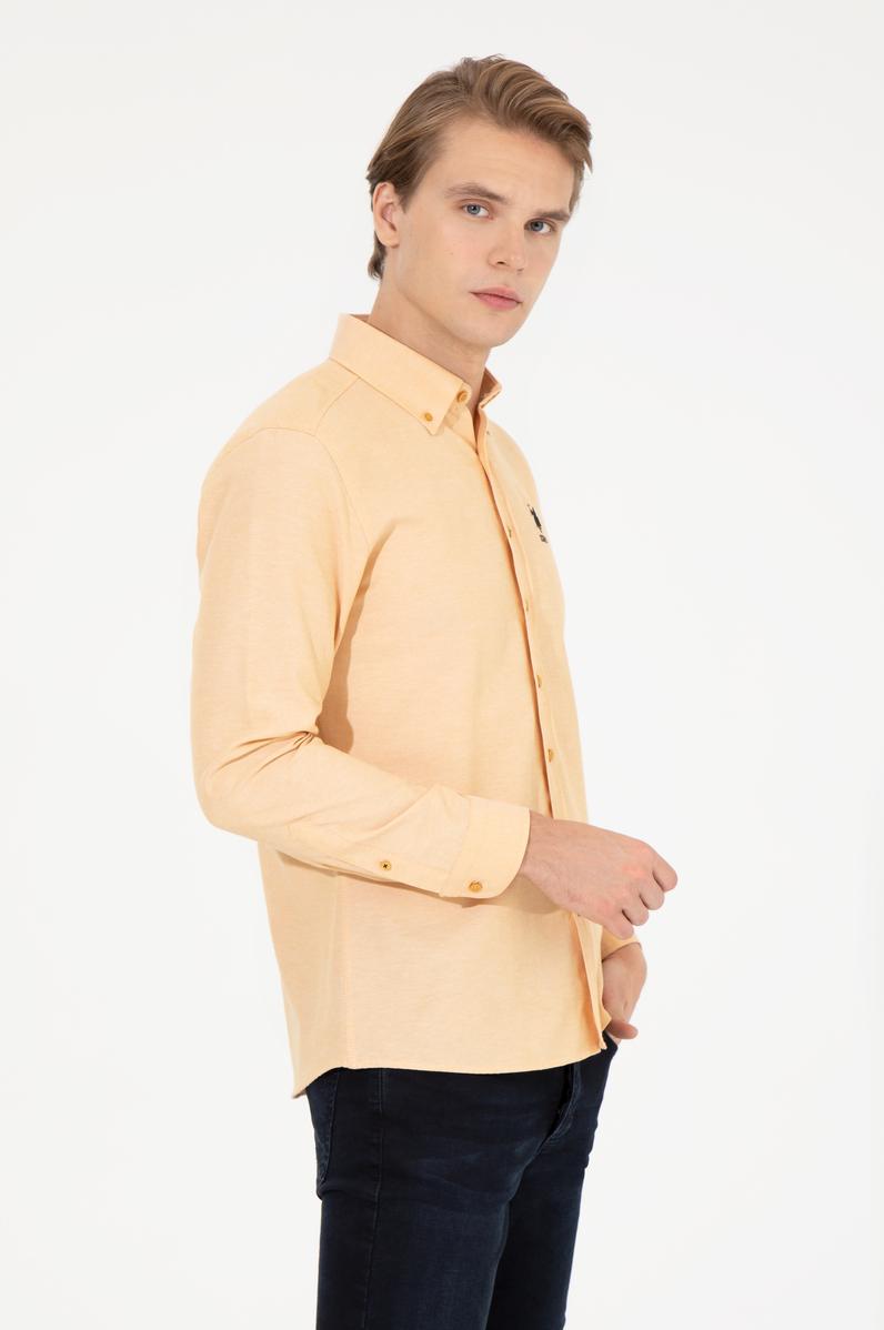 Erkek Safran Uzun Kollu Basic Gömlek
