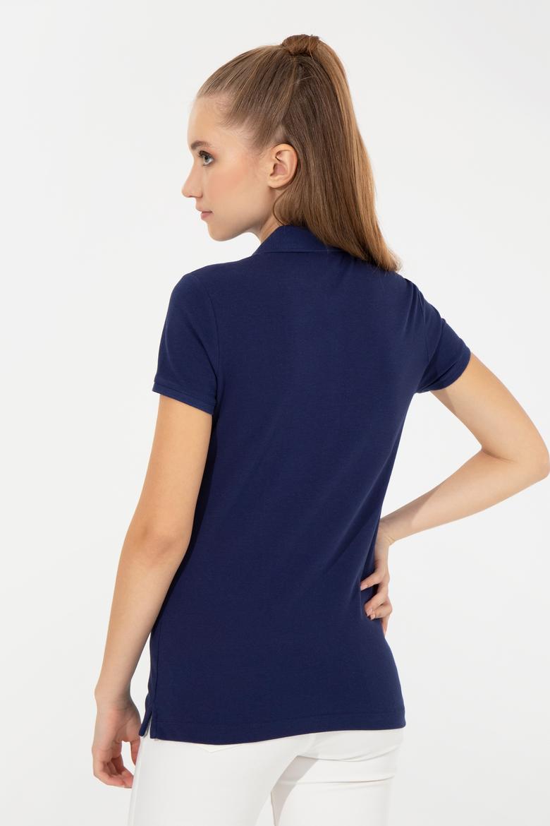 Kadın Lacivert Basic Polo Yaka Tişört - 50246283007