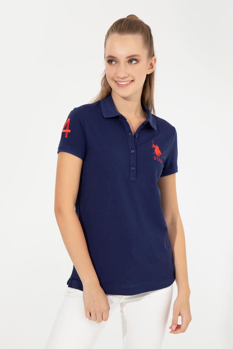Kadın Lacivert Basic Polo Yaka Tişört - 50246283007