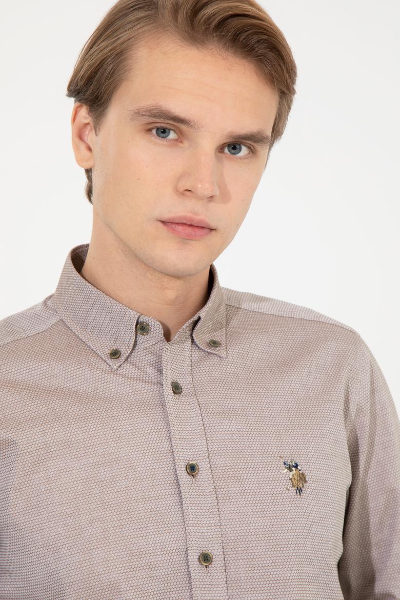 Erkek Koyu Haki Uzun Kollu Basic Gömlek - 50256733108