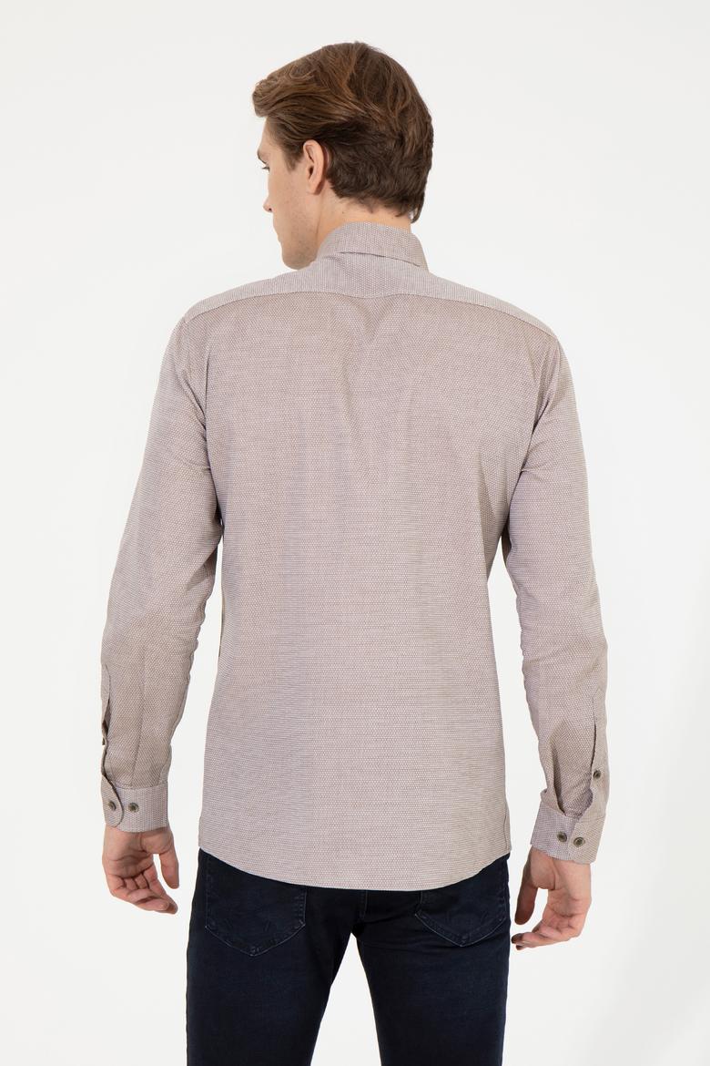 Erkek Koyu Haki Uzun Kollu Basic Gömlek - 50256733108