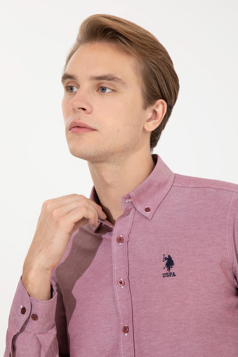 Erkek Vişne Uzun Kollu Basic Gömlek