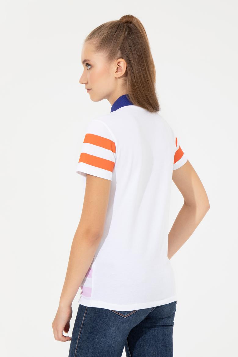 Kadın Beyaz Polo Yaka Tişört - 50249035007