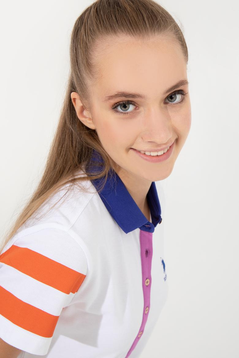 Kadın Beyaz Polo Yaka Tişört