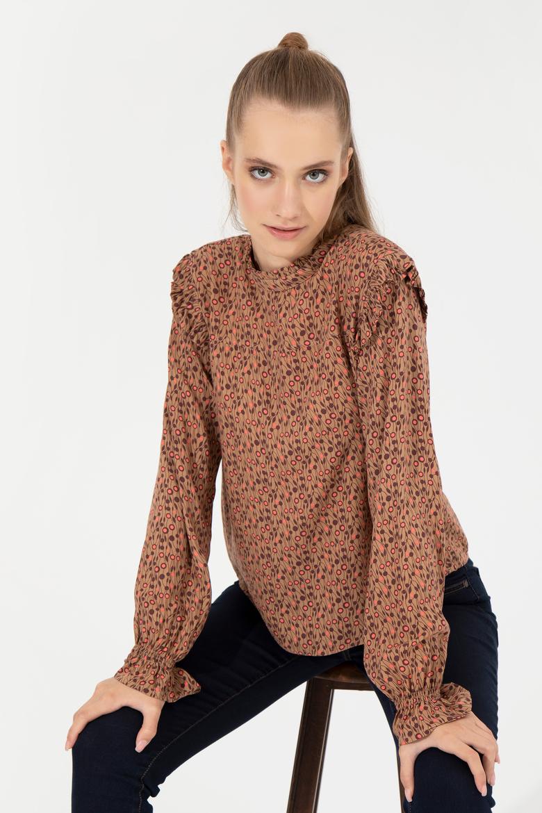 Kadın Camel Uzun Kollu Gömlek - 50254659012