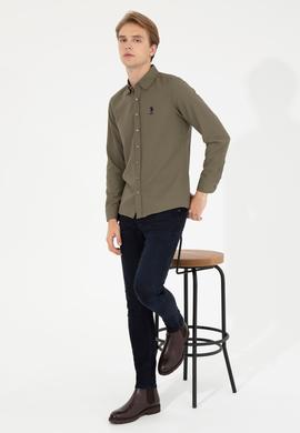 Erkek Haki Uzun Kollu Basic Gömlek - 50253873052