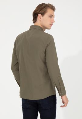 Erkek Haki Uzun Kollu Basic Gömlek - 50253873052