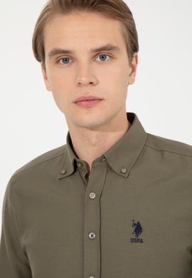 Erkek Haki Uzun Kollu Basic Gömlek - 50253873052