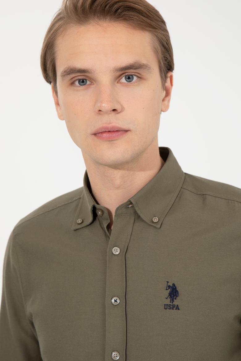 Erkek Haki Uzun Kollu Basic Gömlek - 50253873052