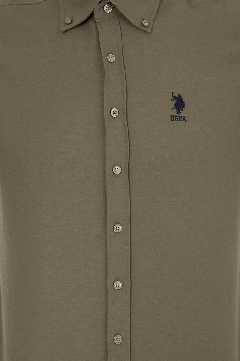 Erkek Haki Uzun Kollu Basic Gömlek