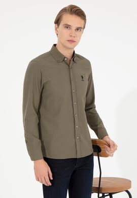 Erkek Haki Uzun Kollu Basic Gömlek - 50253873052