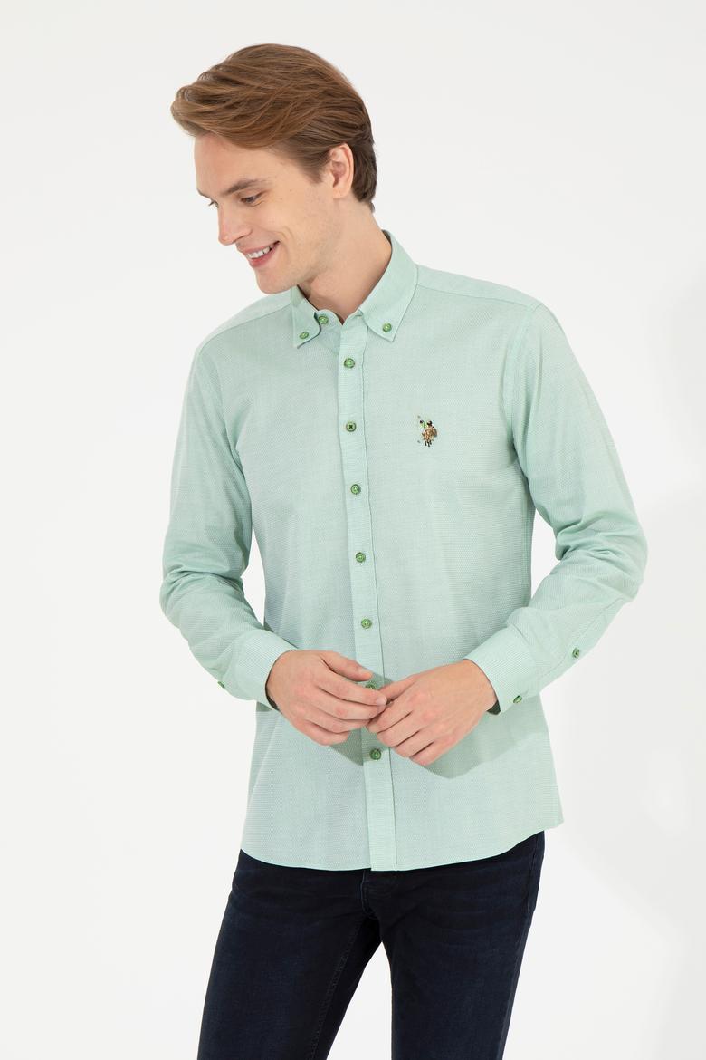 Erkek Mint Uzun Kollu Basic Gömlek