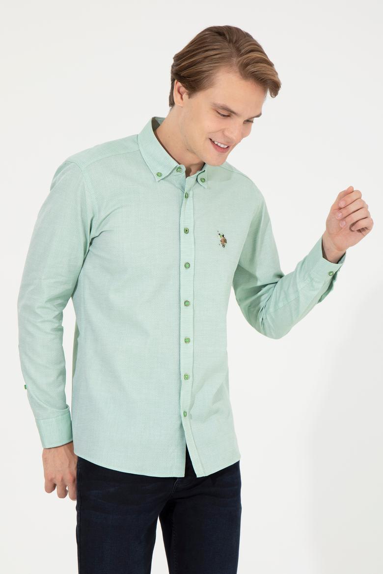 Erkek Mint Uzun Kollu Basic Gömlek - 50256733117