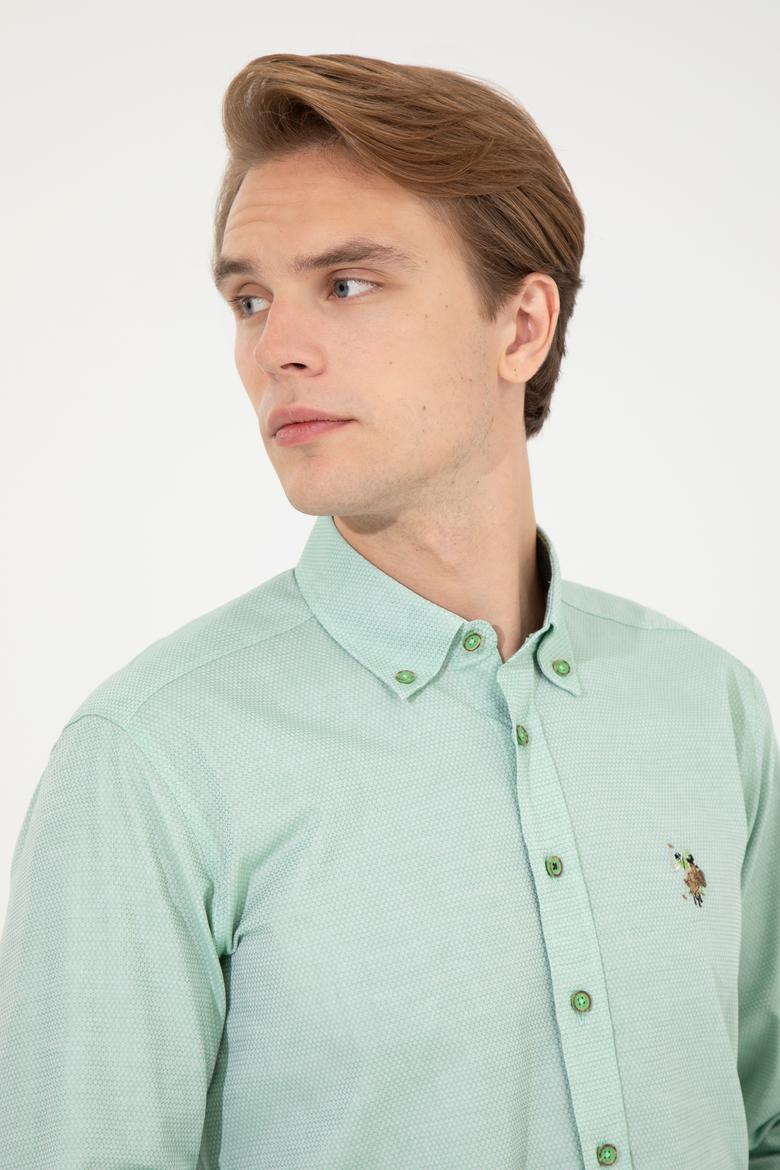 Erkek Mint Uzun Kollu Basic Gömlek - 50256733117