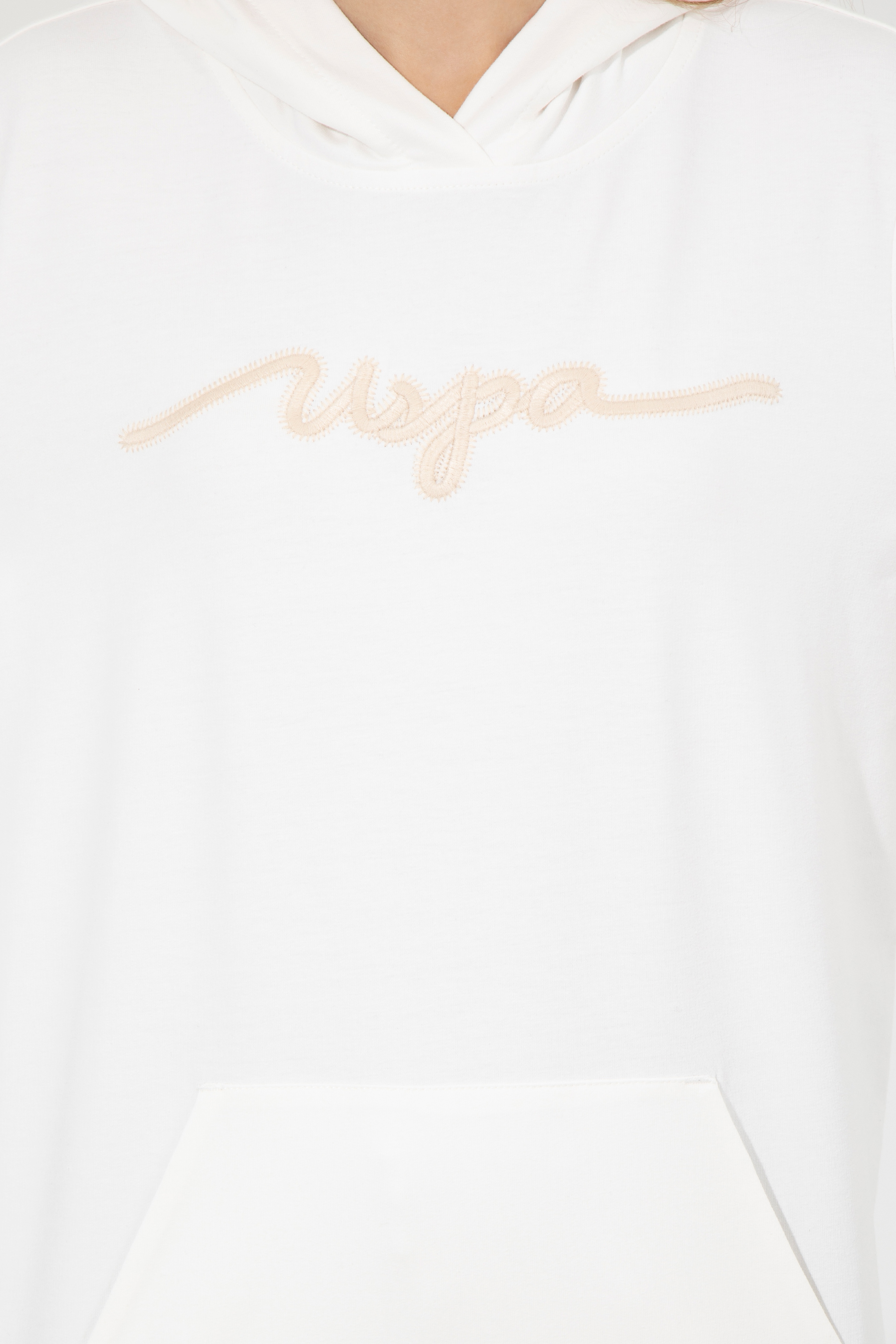 Kadın Ekru Kapüşonlu Sweatshirt - Image 6