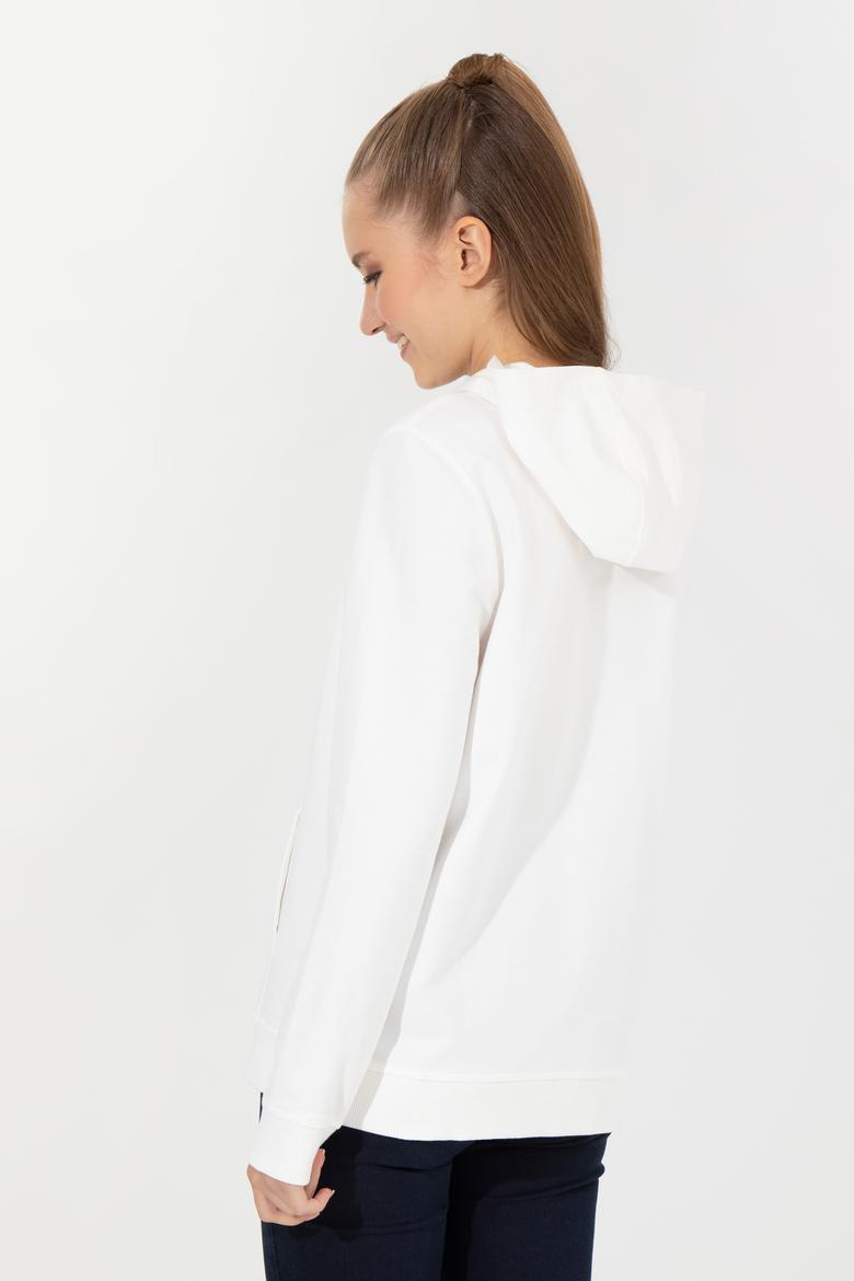 Kadın Ekru Kapüşonlu Sweatshirt - 50261255028