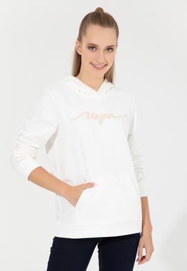 Kadın Ekru Kapüşonlu Sweatshirt - 50261255028