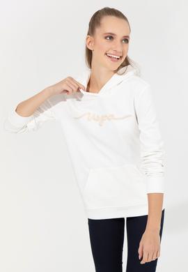 Kadın Ekru Kapüşonlu Sweatshirt - 50261255028
