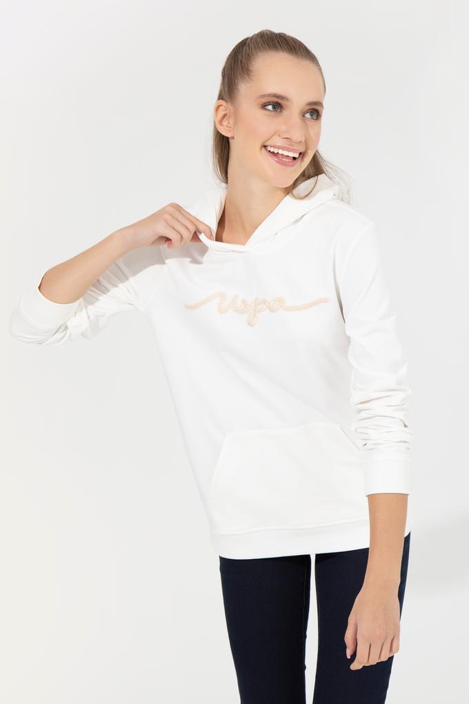 Kadın Ekru Kapüşonlu Sweatshirt