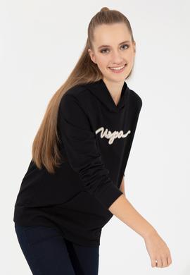 Kadın Siyah Kapüşonlu Sweatshirt - 50261255020