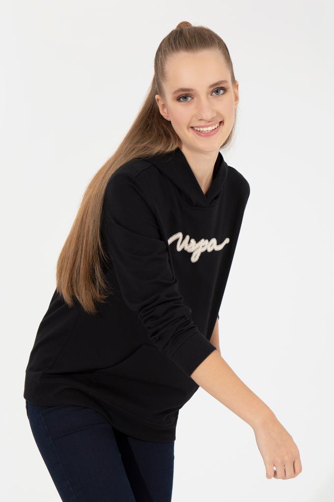 Kadın Siyah Kapüşonlu Sweatshirt