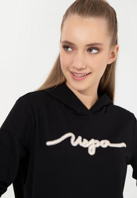 Kadın Siyah Kapüşonlu Sweatshirt - 50261255020