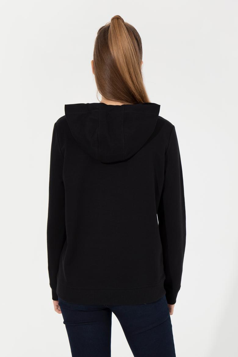 Kadın Siyah Kapüşonlu Sweatshirt - 50261255020