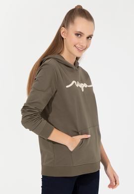 Kadın Koyu  Haki Kapüşonlu Sweatshirt - 50261255012