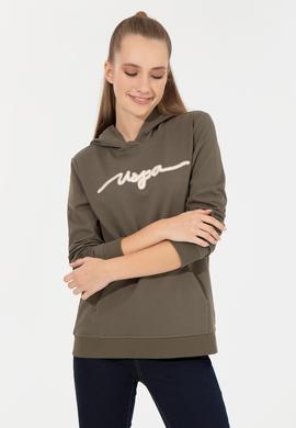 Kadın Koyu  Haki Kapüşonlu Sweatshirt - 50261255012